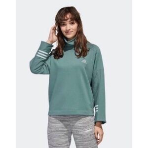 ADIDAS Women's Essentials Funnel Neck Sweatshirt in Tech Emerald Green-Large